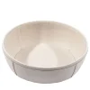 Round Cream Faux Leather Serving Bowl