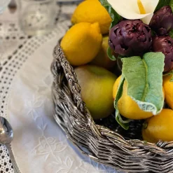 Round Metal Plated Woven Decorative Basket Tray