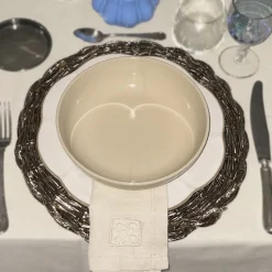 Round Silver Plated Woven Placemat