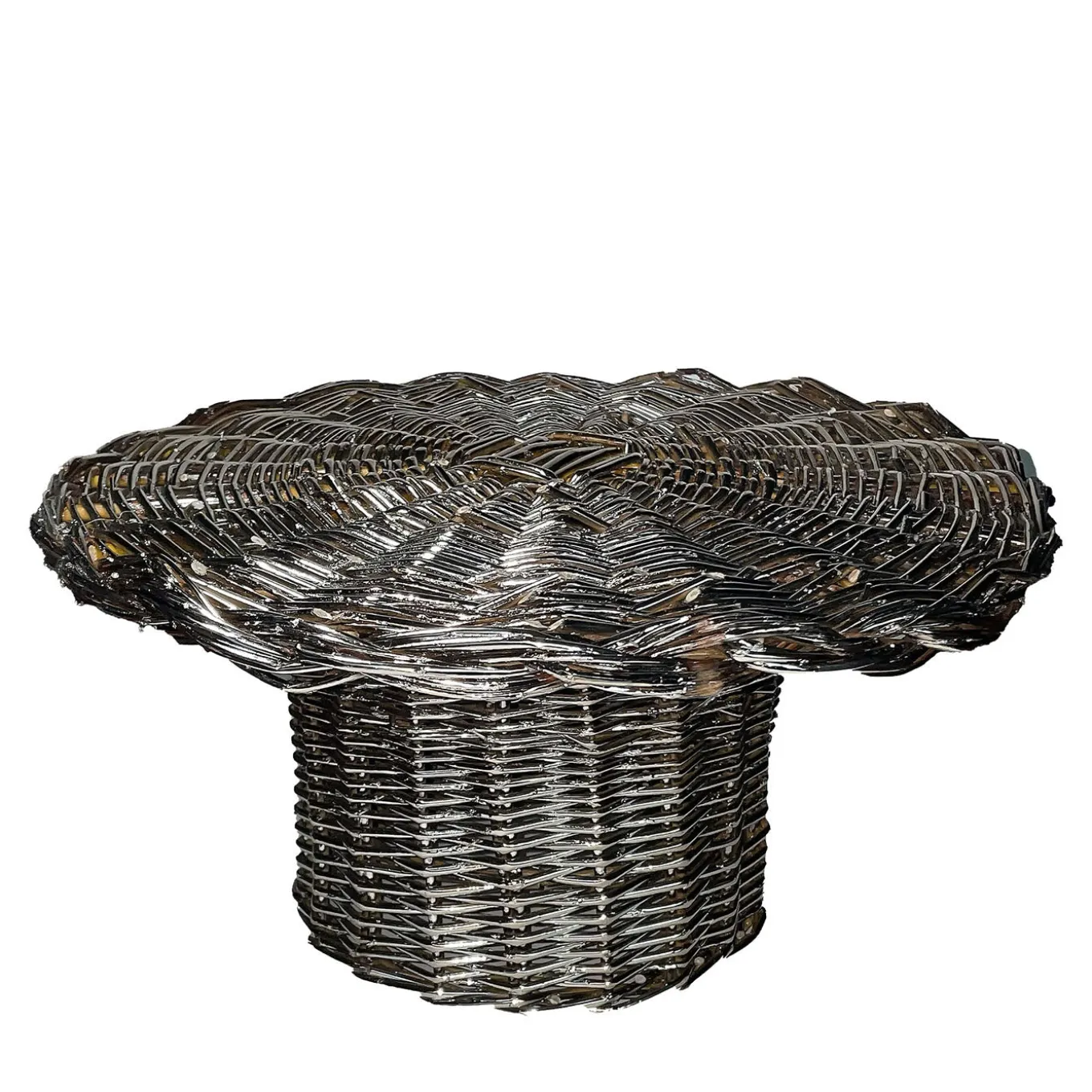 Round Silver Plated woven Cake Stand