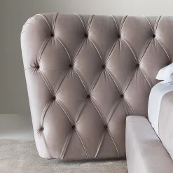 Royale Capitonné Bed, Taupe Velvet by Castello Lagravinese