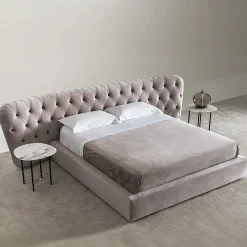 Royale Capitonné Bed, Taupe Velvet by Castello Lagravinese