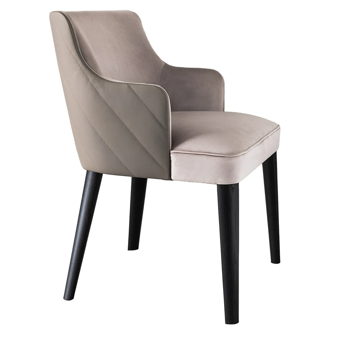 Royale Quilt Taupe Leather And Velvet Chair by Castello Lagravinese