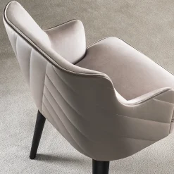 Royale Quilt Taupe Leather And Velvet Chair by Castello Lagravinese