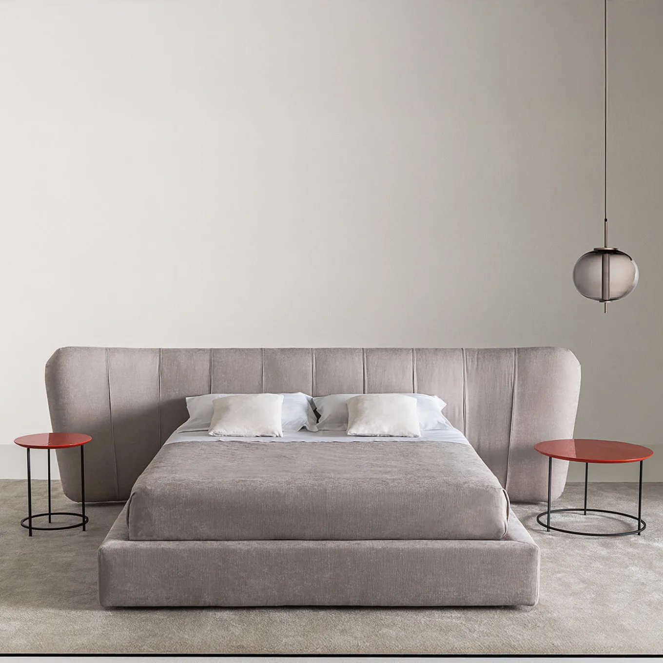 Royale Stripe Bed, greige Fabric by Castello Lagravinese