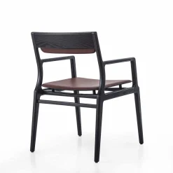 Roza Black Wood & Leather Chair