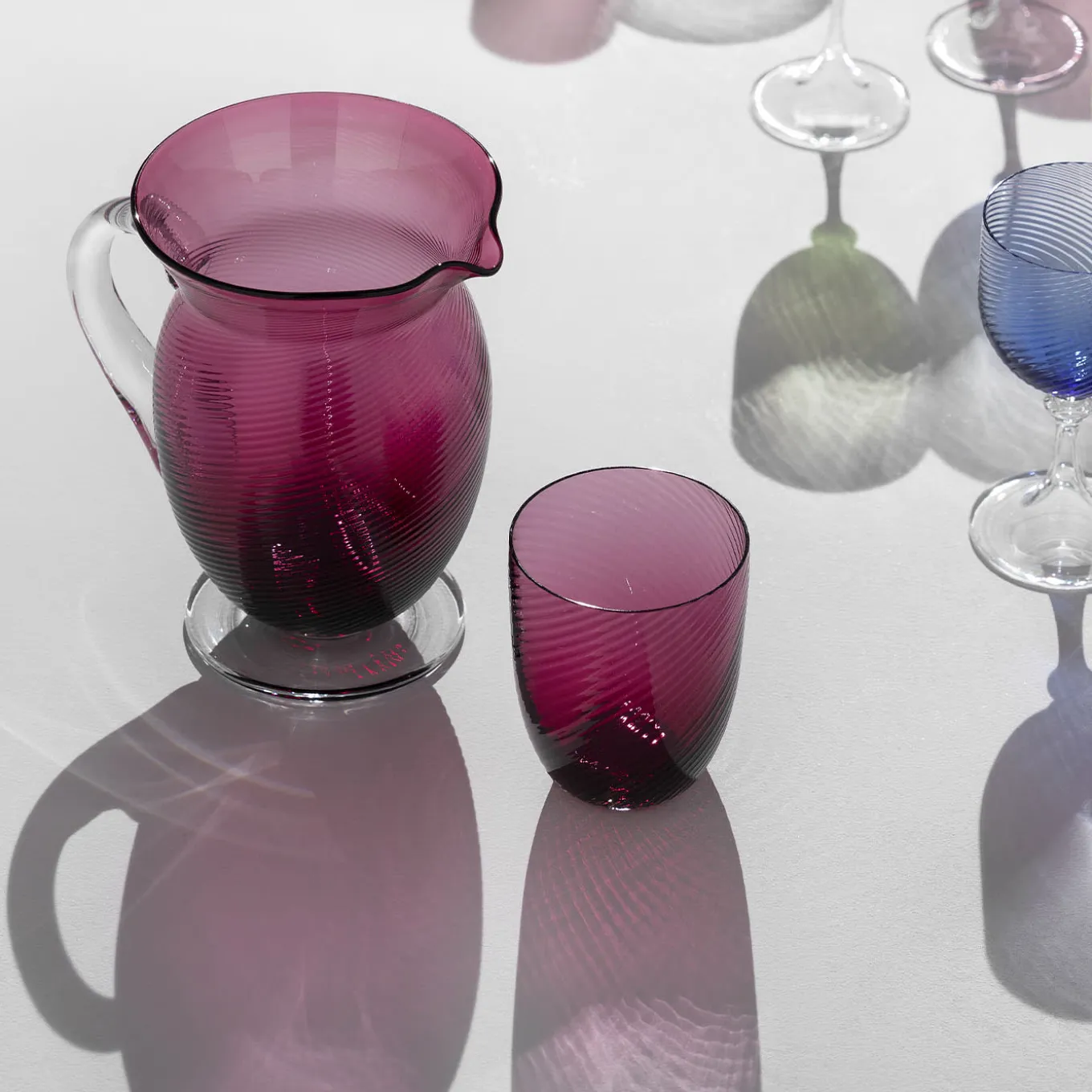 Rubino Red Twisted Glass Carafe