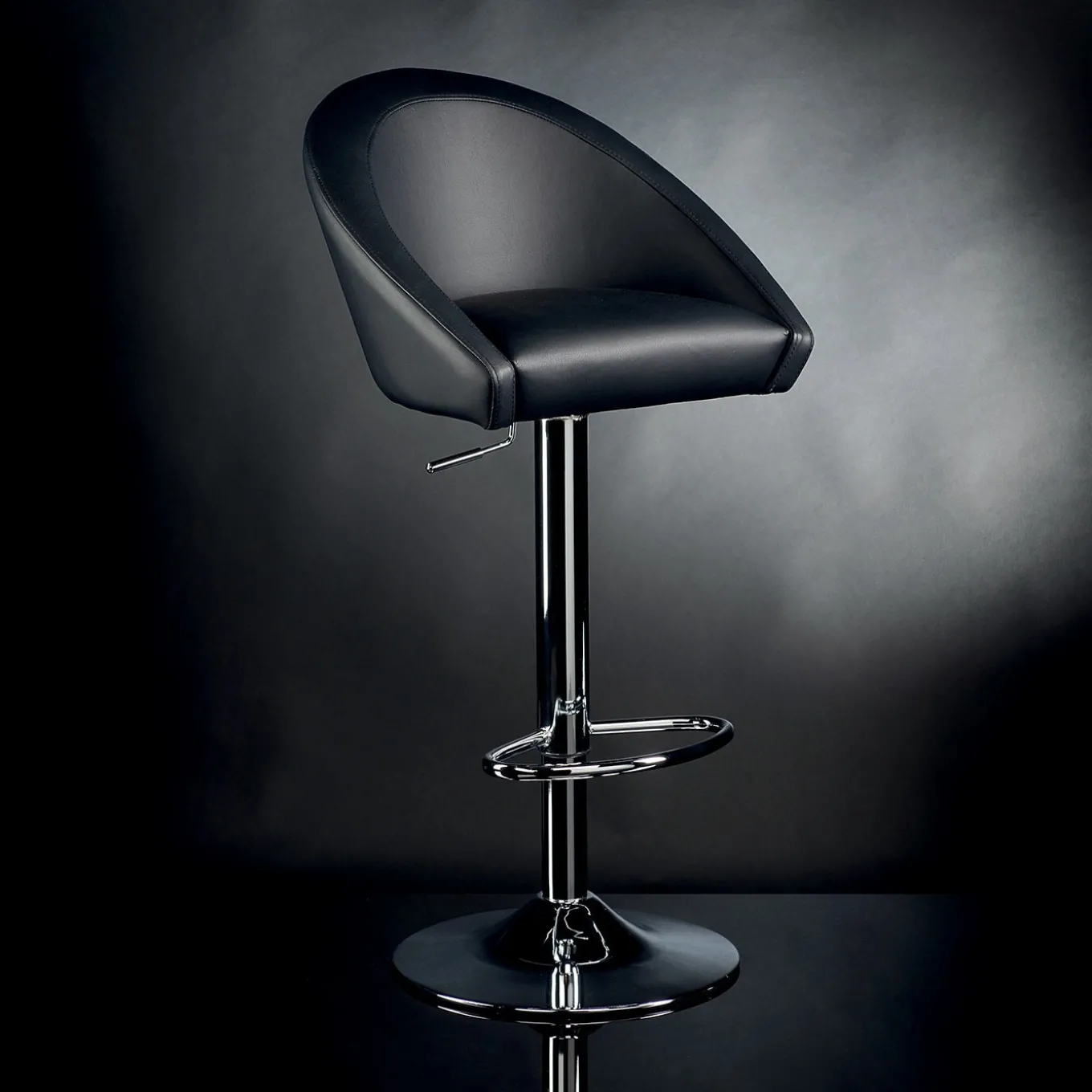 Rusty Black Leather Bar Stool