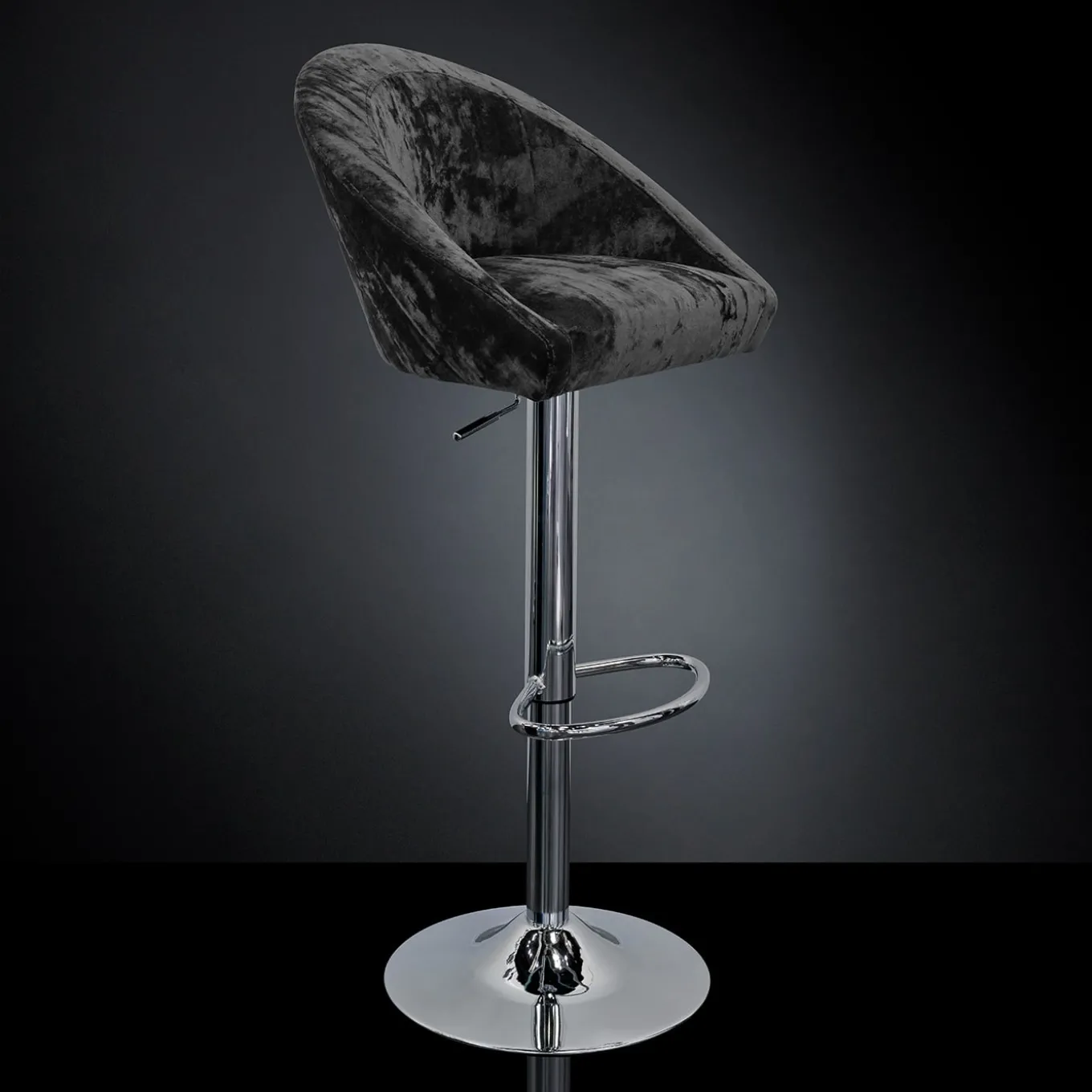 Rusty Black Velvet Bar Stool