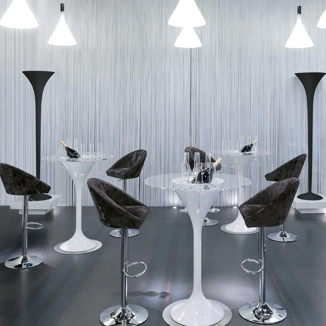 Rusty Black Velvet Bar Stool