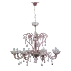 90s 8-arms Murano Glass Chandelier by Cesare Toso