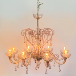 90s 8-arms Murano Glass Chandelier by Cesare Toso