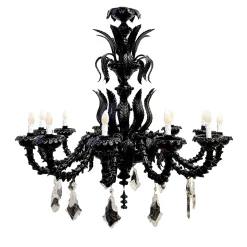 70s Black Restored Chandelier by Seguso