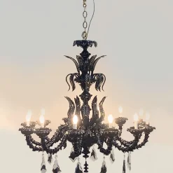 70s Black Restored Chandelier by Seguso