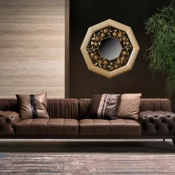 S/14 Floral Carved Octagonal Wall Mirror