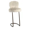 70s White Furry Stool