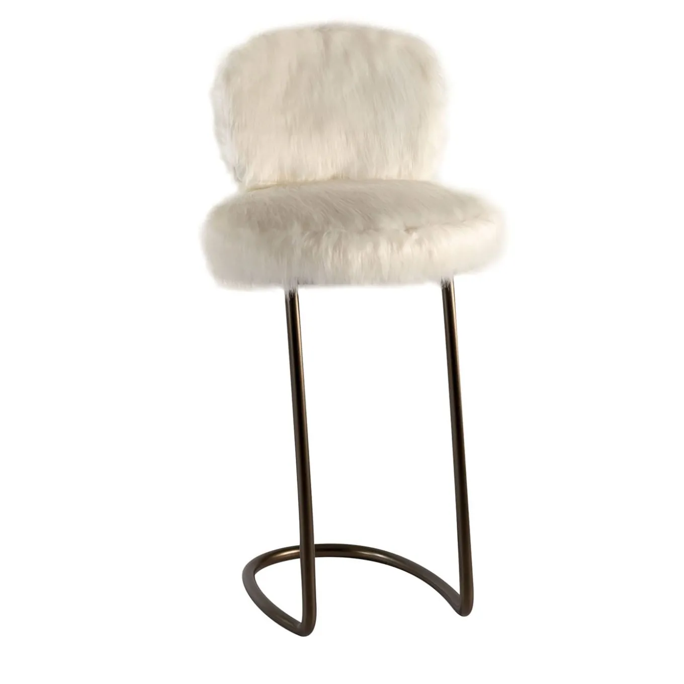 70s White Furry Stool