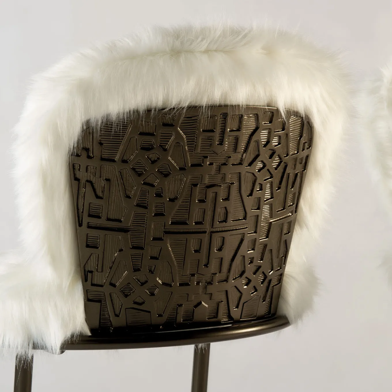 70s White Furry Stool