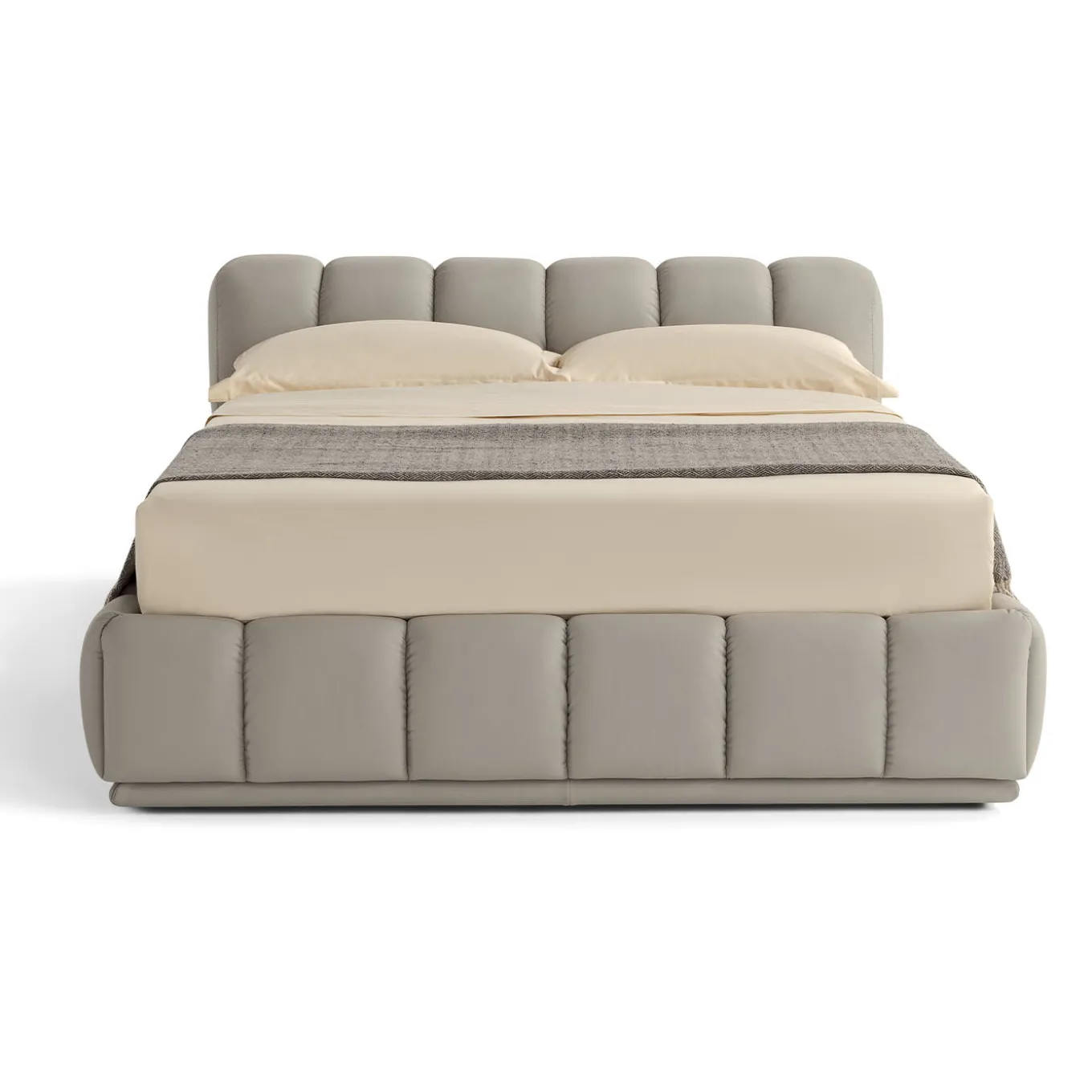 Sacai Bed with Storage and Bench Gray Leather