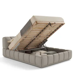 Sacai Bed with Storage and Bench Gray Leather