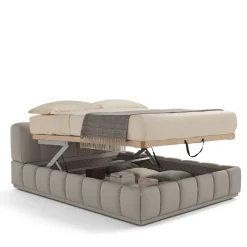Sacai Bed with Storage and Bench Gray Leather