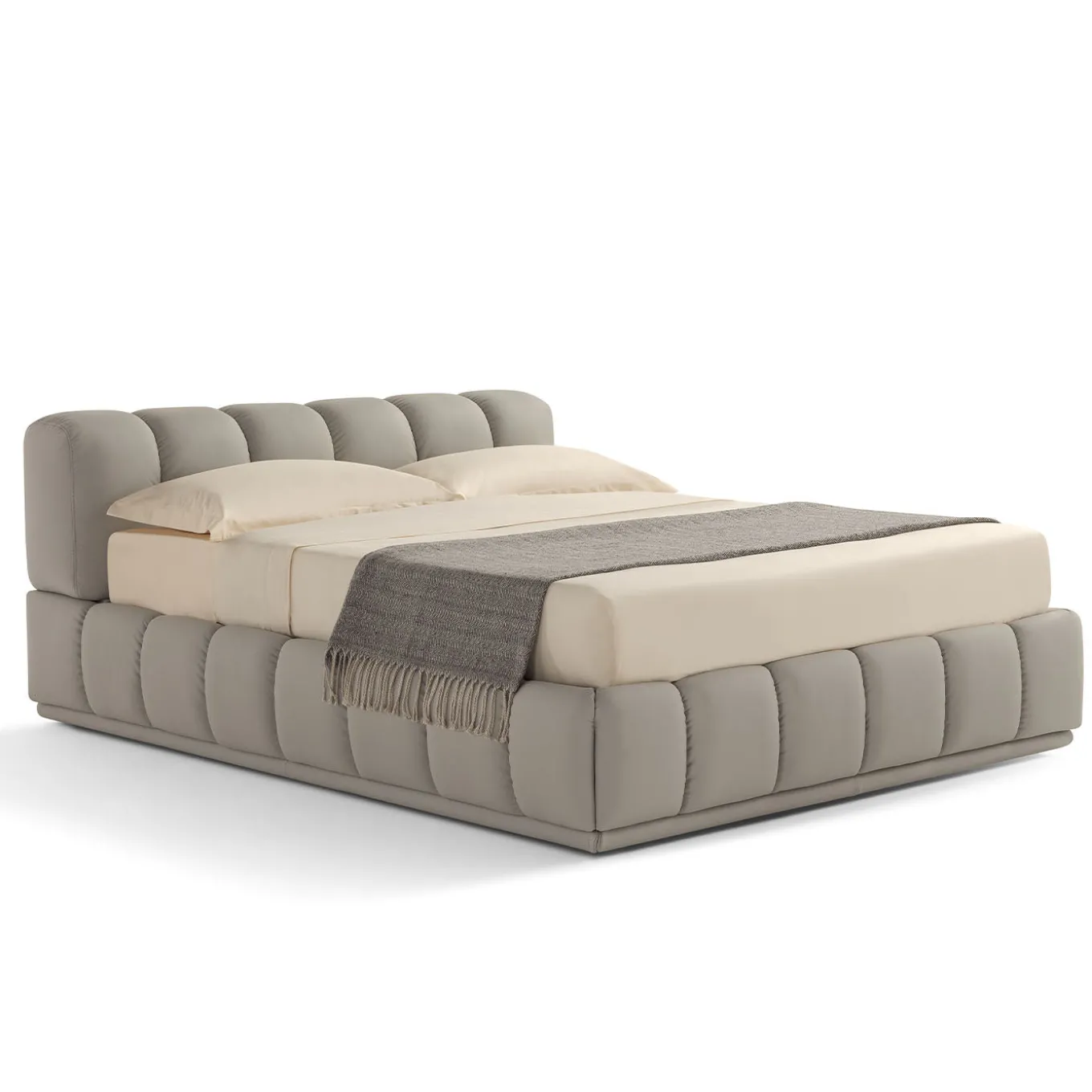 Sacai Bed with Storage and Bench Gray Leather