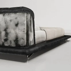 Saint Germain Timeless Leather And Raw Silver Metal Frame Bed