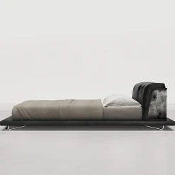 Saint Germain Timeless Leather And Raw Silver Metal Frame Bed
