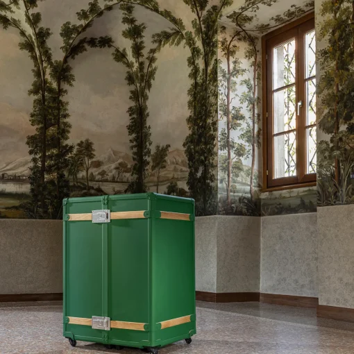 Saint-Tropez Green Wardrobe Trunk with Oak Inserts