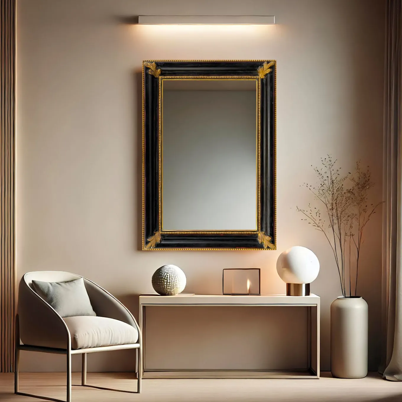 Salvator Rosa Ebony and Gold Wall Mirror