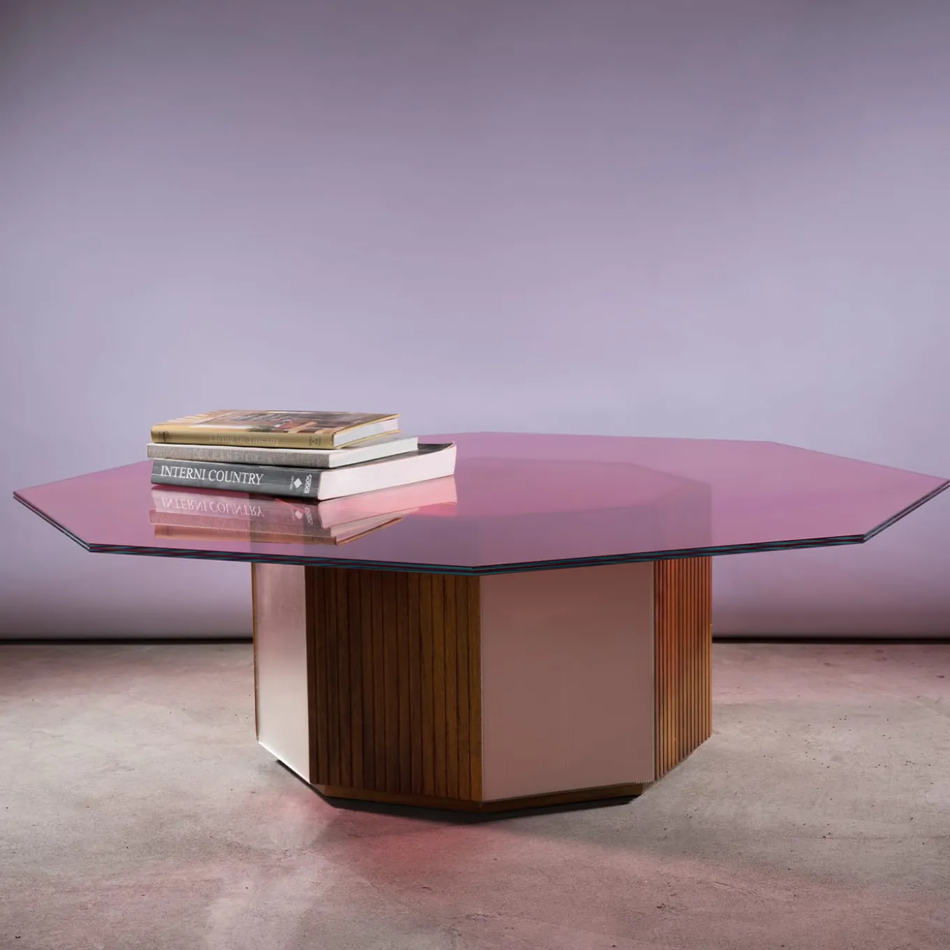 Sandra e Raimondo Coffee Wood and Glass Coffee Table