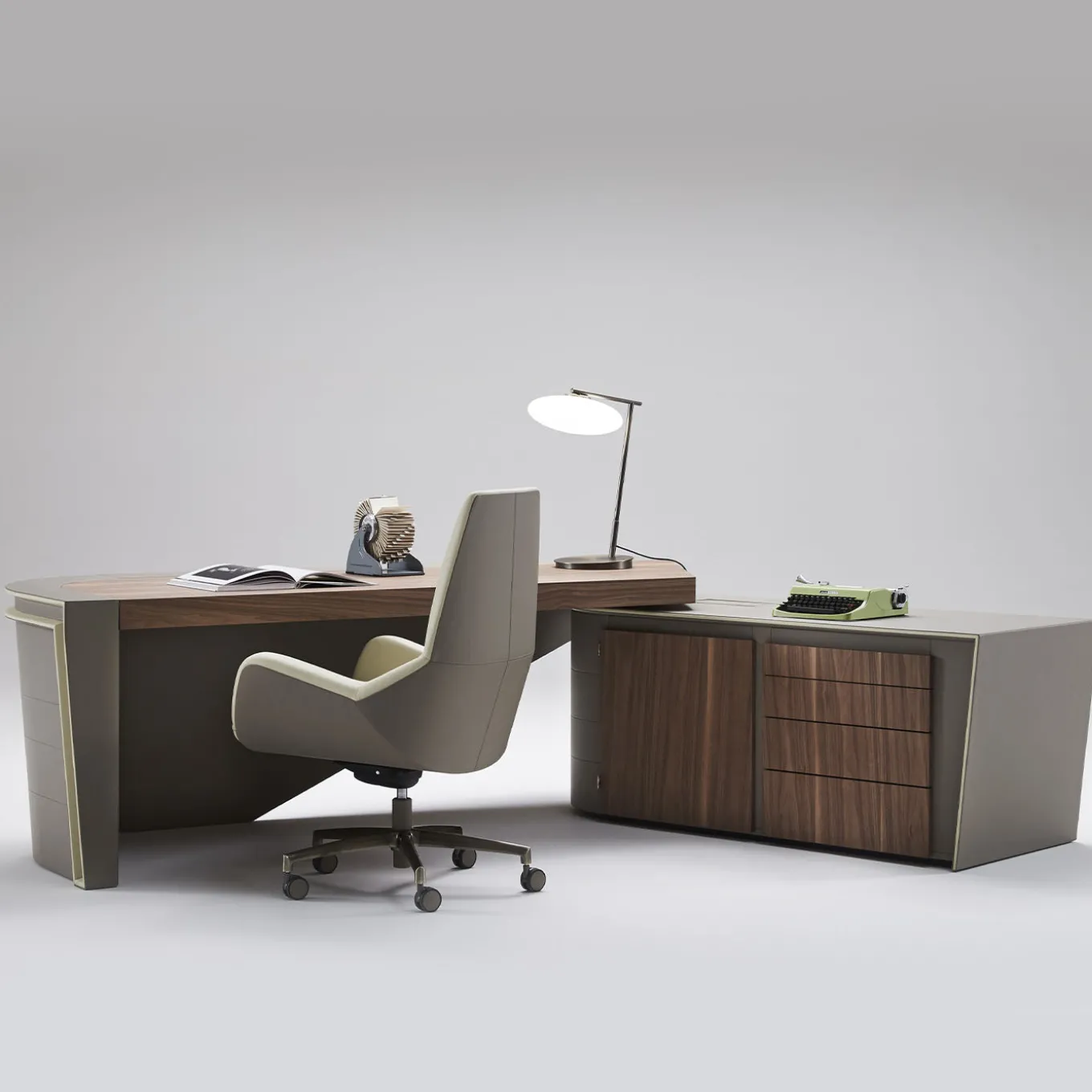 Sanremo Swivel Beige & Taupe Office Armchair on Castors