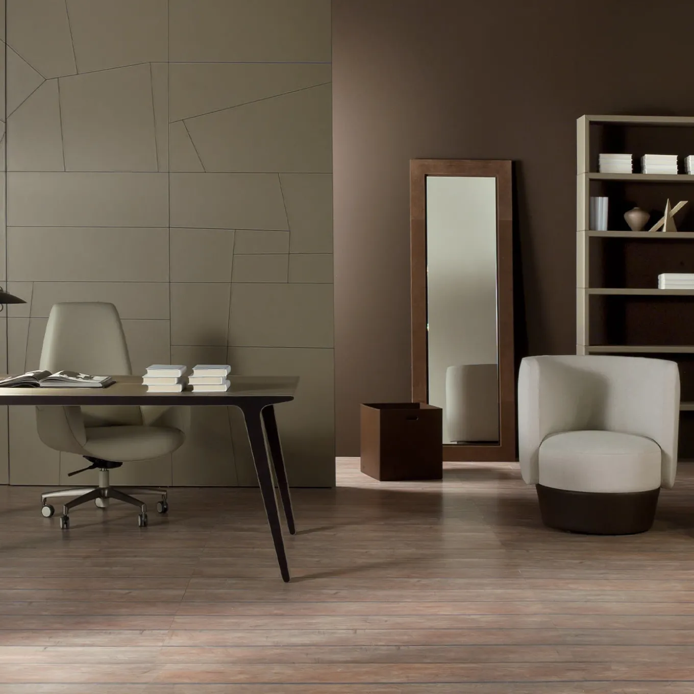 Sanremo Swivel Beige & Taupe Office Armchair on Castors