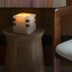 Santiago Onyx Candleholder with Brass Accents