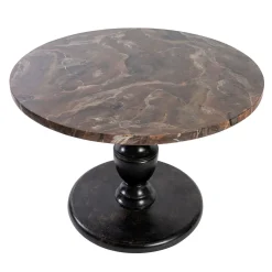 Santo Stefano Hand-Painted Black Base And Round Marble Top Bistro Table