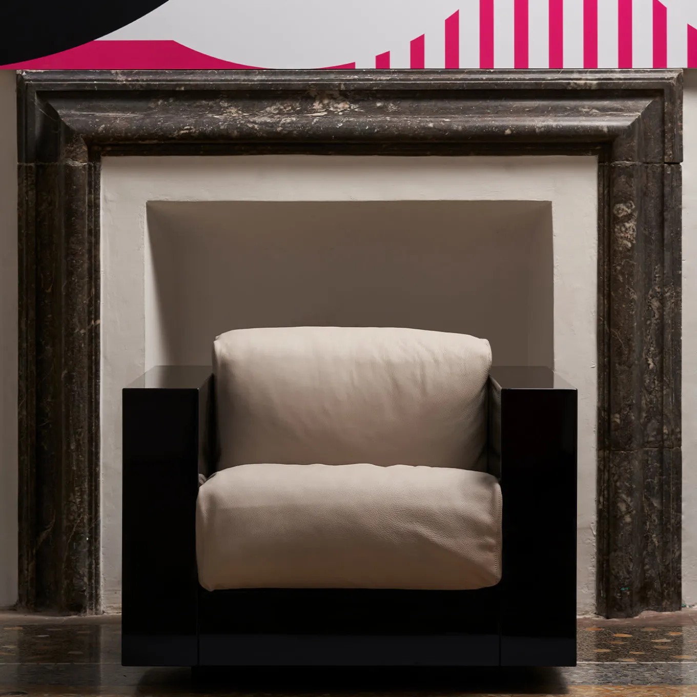 Saratoga White Armchair by Lella and Massimo Vignelli