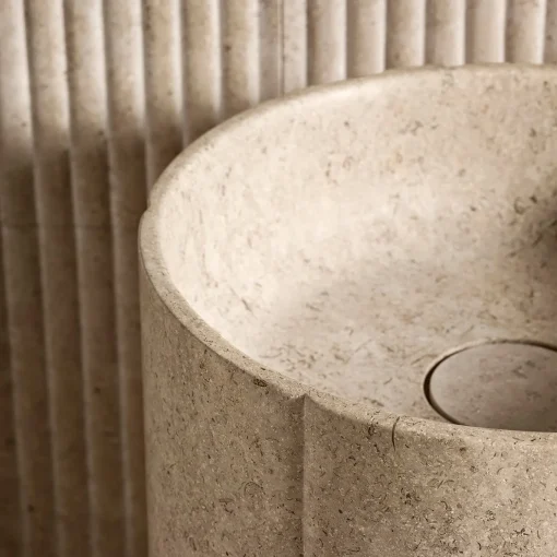 Sartoriale Column Beige Marble Washbasin by Federico Peri