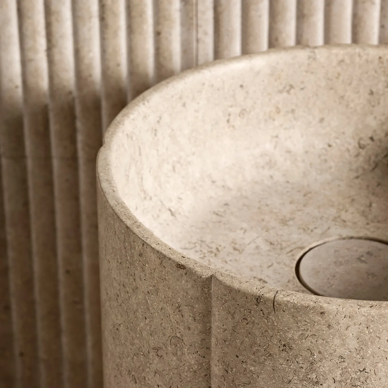 Sartoriale Column Beige Marble Washbasin by Federico Peri