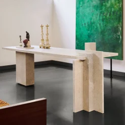 Satin-finished Travertine Desk DsignincMilano x FiammettaV Home Collection