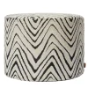 Savana Cylindrical Black and White Chevron Pattern Outdoor Pouf