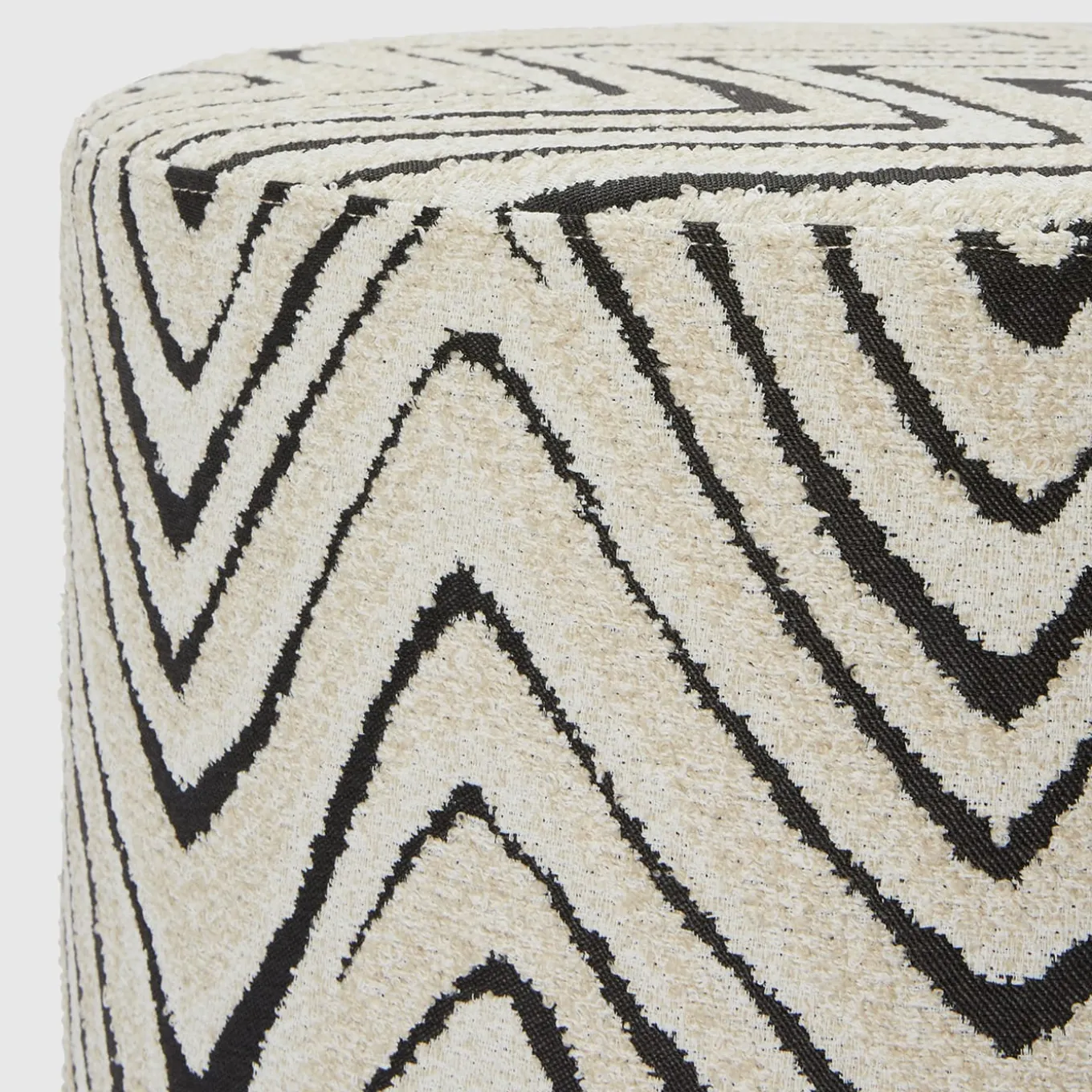 Savana Cylindrical Black and White Chevron Pattern Outdoor Pouf
