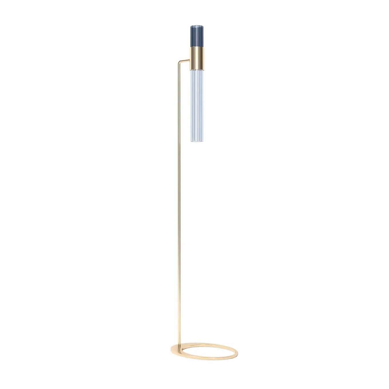 Sbarlusc Glass and Champagne Brass Floor Lamp by Isacco Brioschi