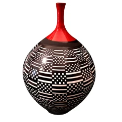 Scacchi Optical Black/White/Red Vase