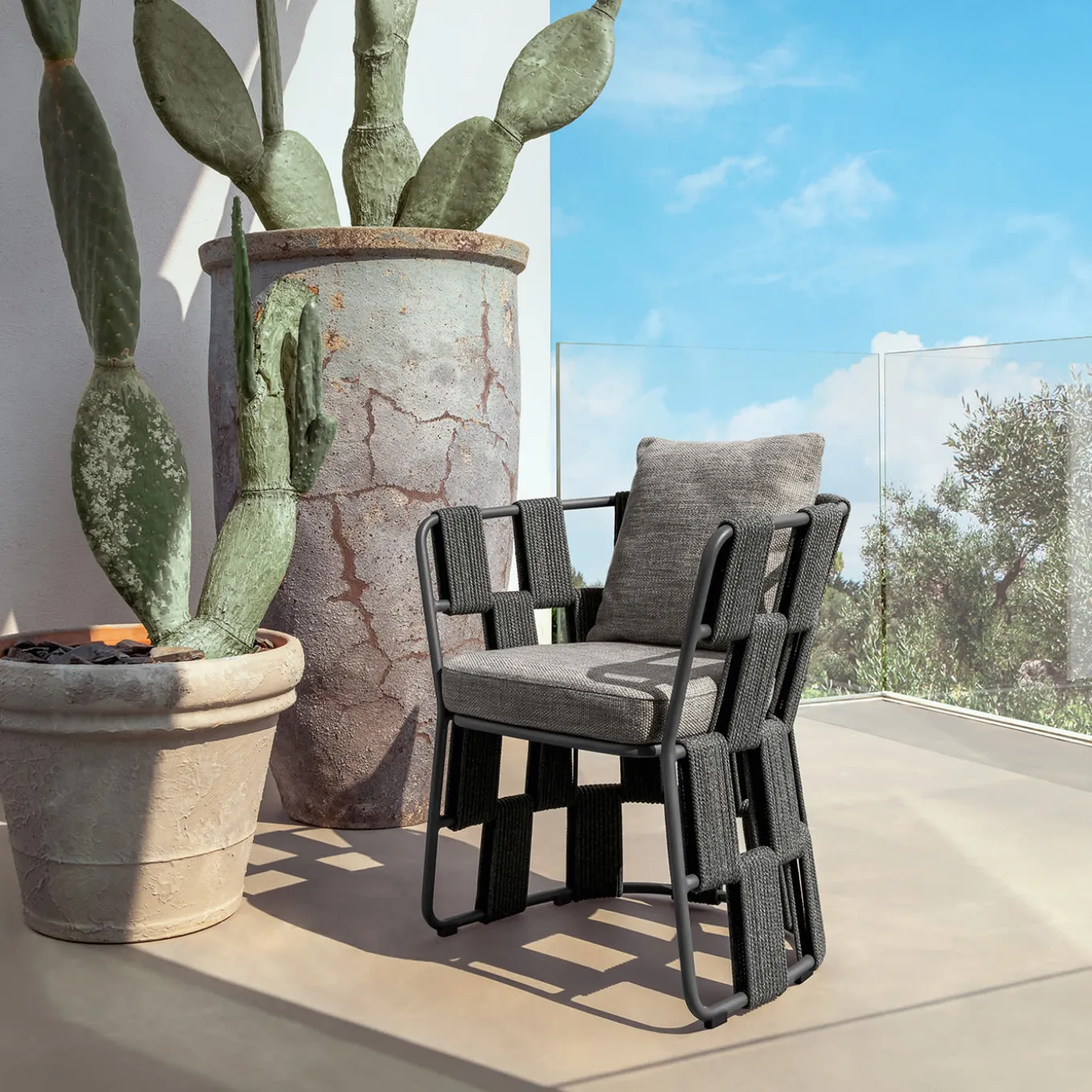 Scacco Dark Gray Dining Armchair by Ludovica & Roberto Palomba
