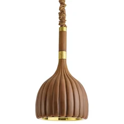 Scalloped Brown Ceramic Pendant Lamp