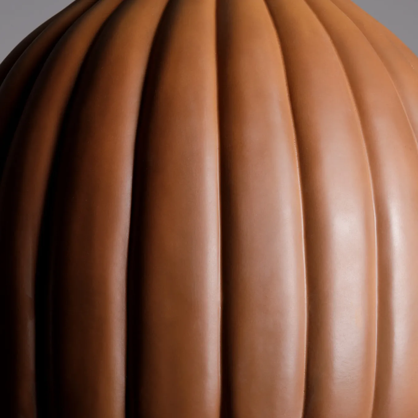 Scalloped Brown Ceramic Pendant Lamp