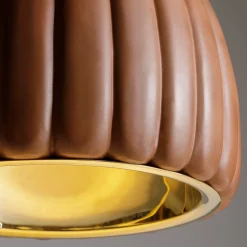 Scalloped Brown Ceramic Pendant Lamp