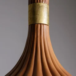 Scalloped Brown Ceramic Pendant Lamp