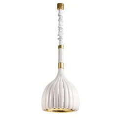 Scalloped White Ceramic Pendant Lamp
