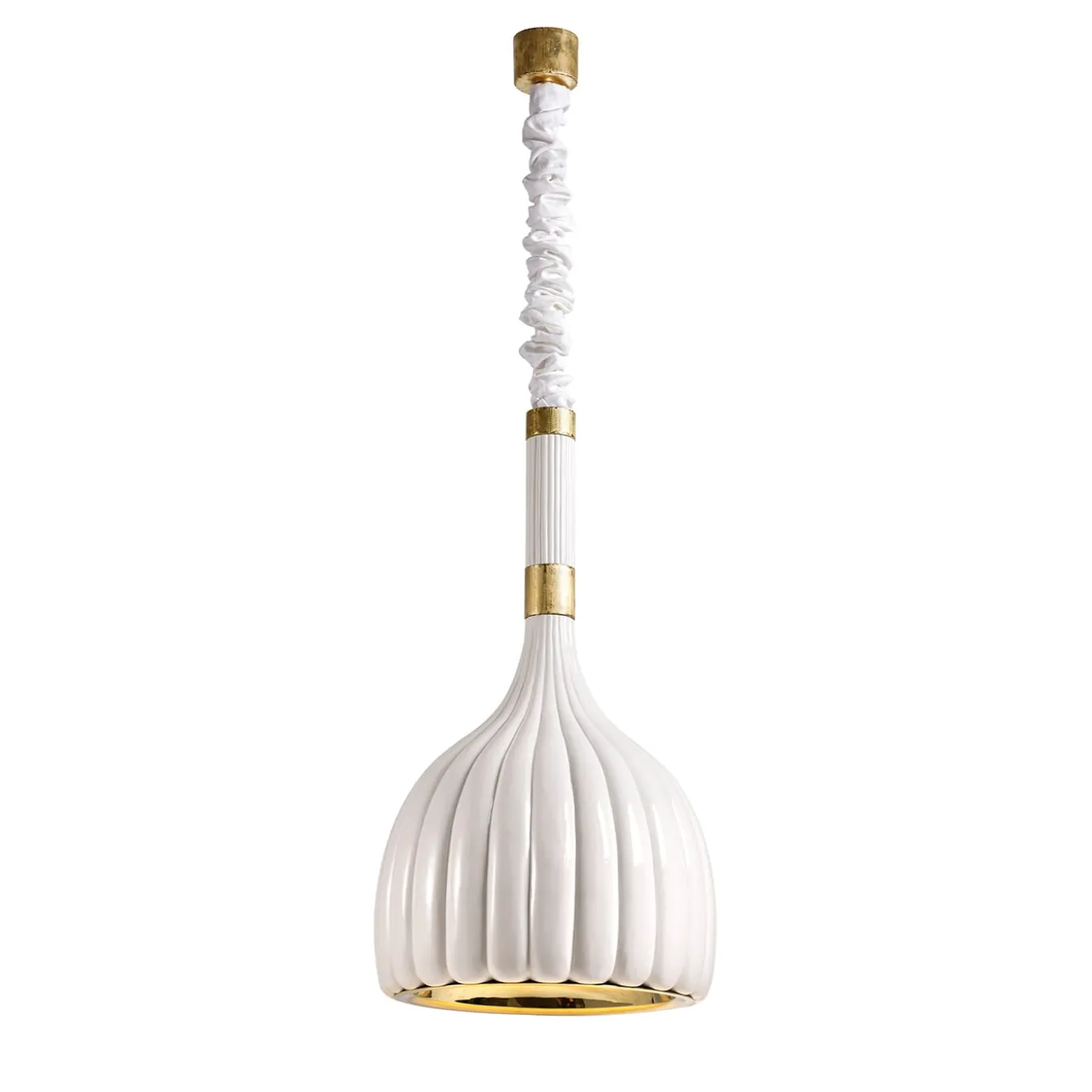 Scalloped White Ceramic Pendant Lamp